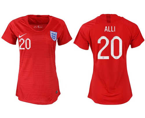 Women's England #20 Alli Away Soccer Country Jersey